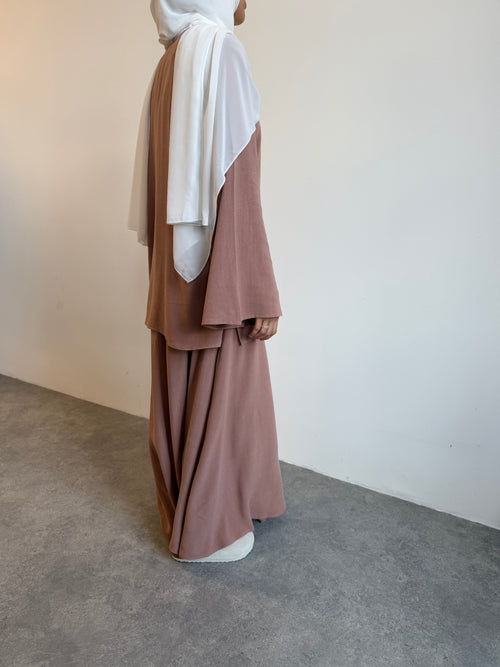 Dusty pink linen co-ord skirt set