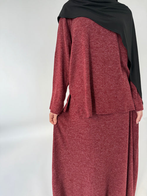 Maroon Wool co-ord skirt set
