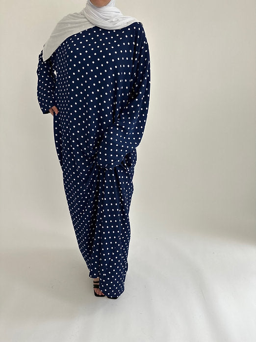 Navy polka dot dress