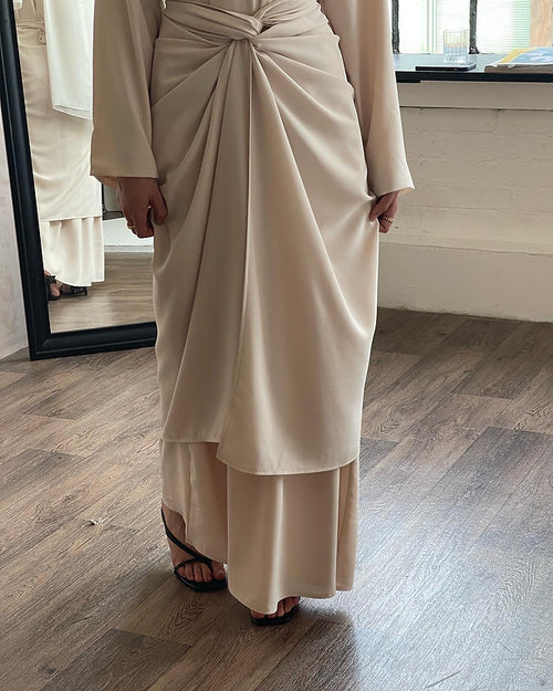 ZAHRA wrap dress: nude
