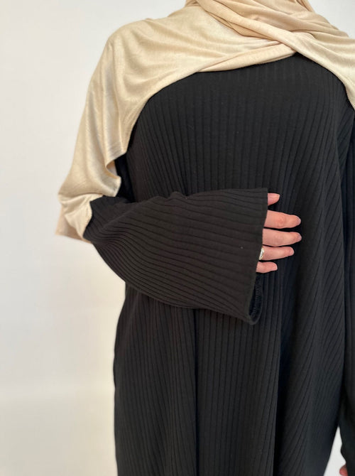 Black Ribbed Abayah