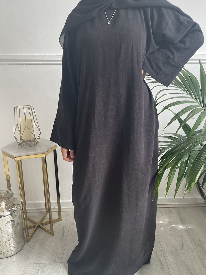 Charcoal linen abayah