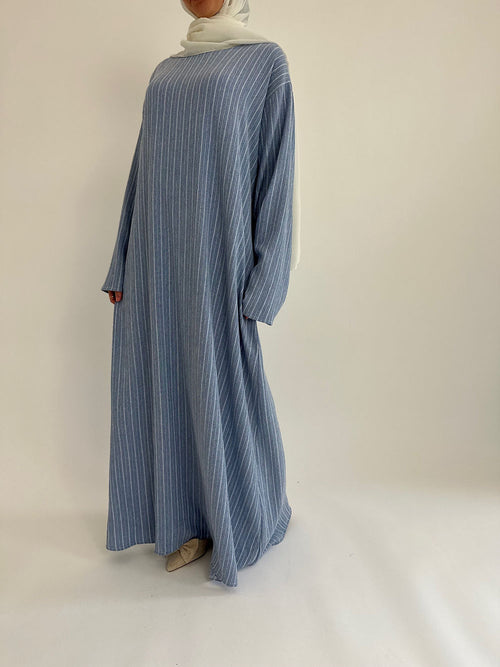 Blue linen stripe Dress