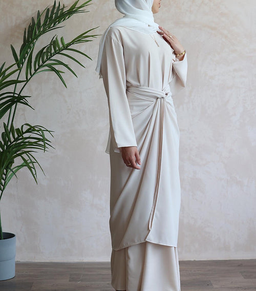 ZAHRA wrap dress: nude