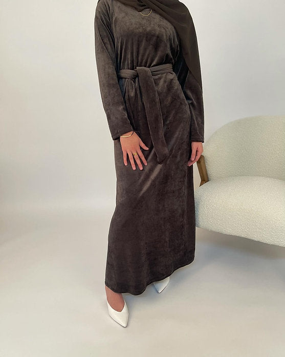 Velvet chocolate wrap-dress
