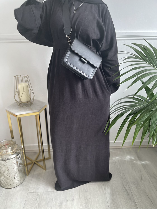 Charcoal linen abayah
