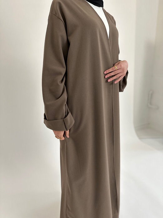 Taupe premium open Abayah