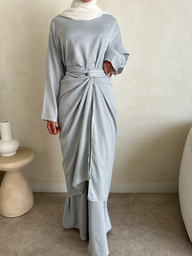 ZAHRA wrap dress: Dove blue