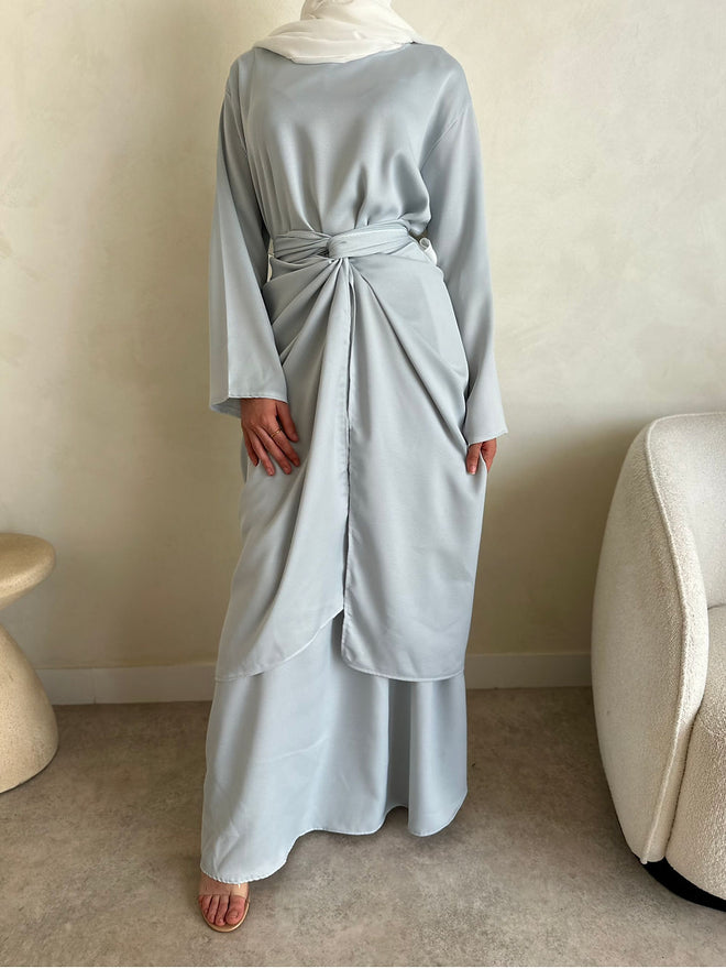 ZAHRA wrap dress: Dove blue