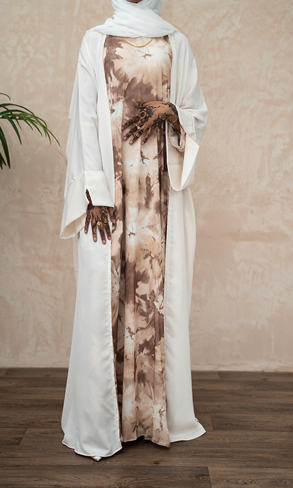 Ivory slit sleeve abayah