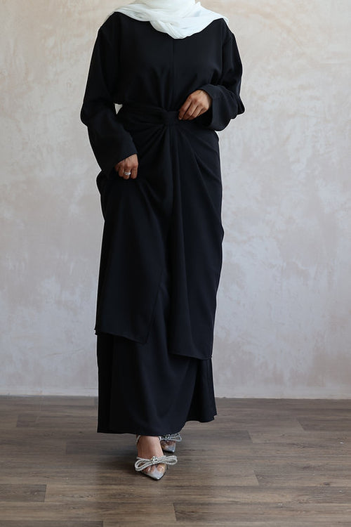 ZAHRA wrap Zip dress - Black