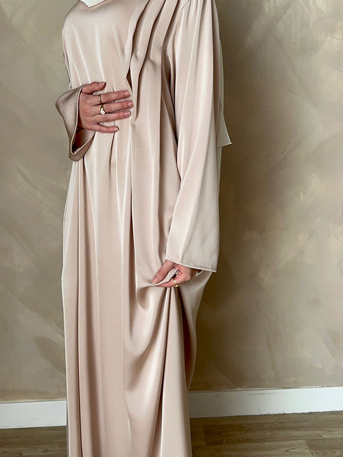 Dounia pleated dress: Pale rose