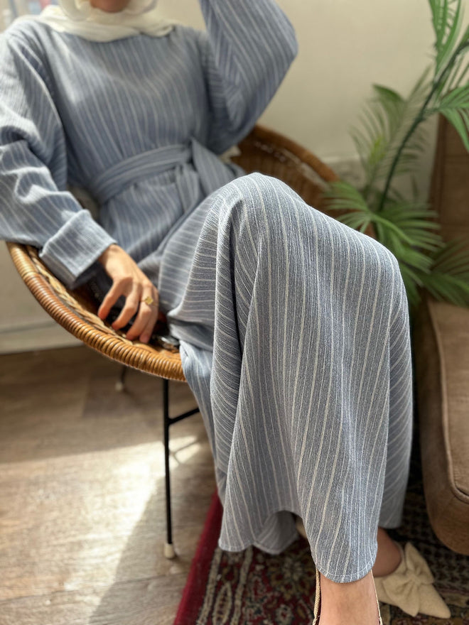 Blue linen stripe Dress