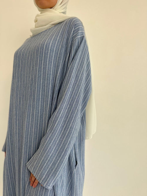 Blue linen stripe Dress