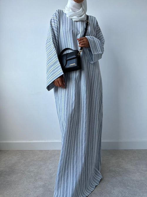 Ocean blue striped Abayah
