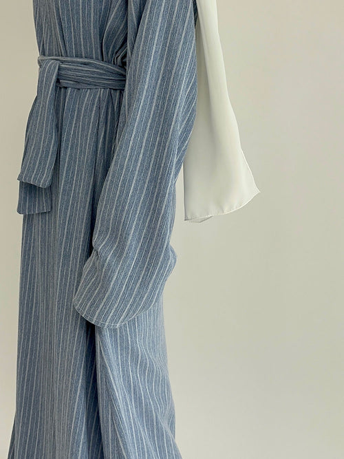 Blue linen stripe Dress