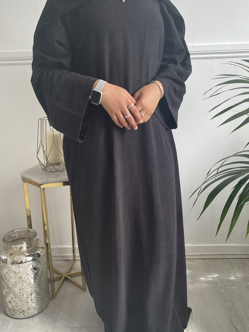 Charcoal linen abayah