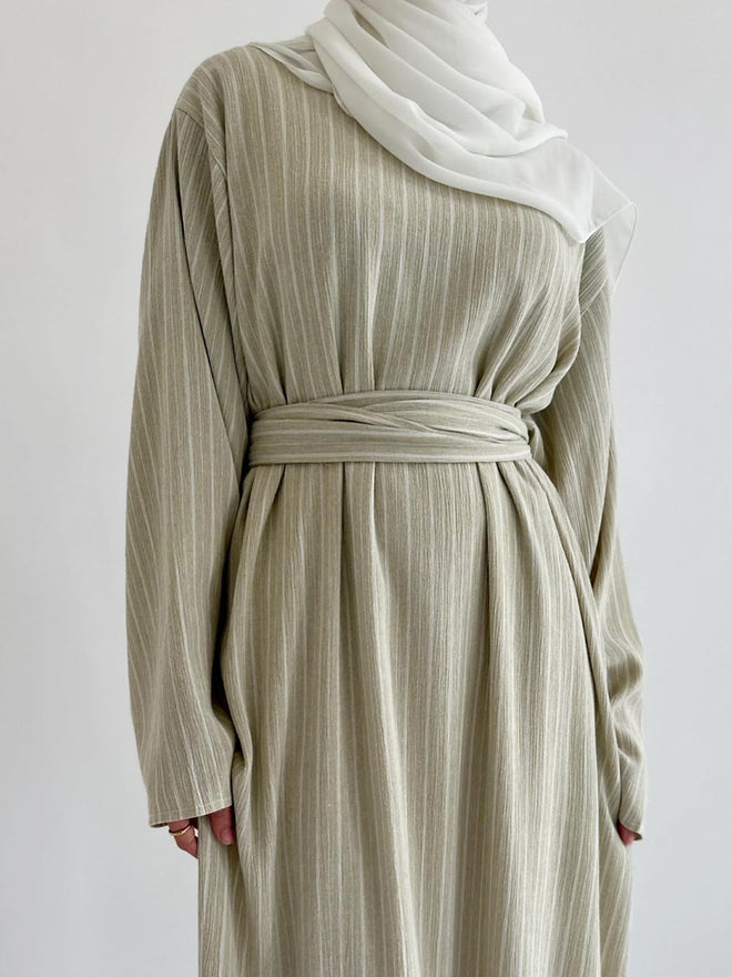 Beige linen stripe Dress