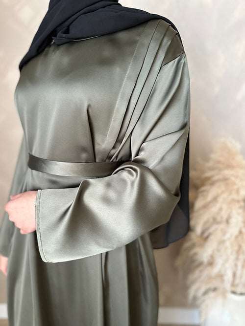 Dounia pleated dress: Deep khaki