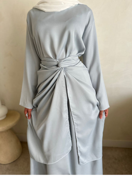 ZAHRA wrap dress: Dove blue