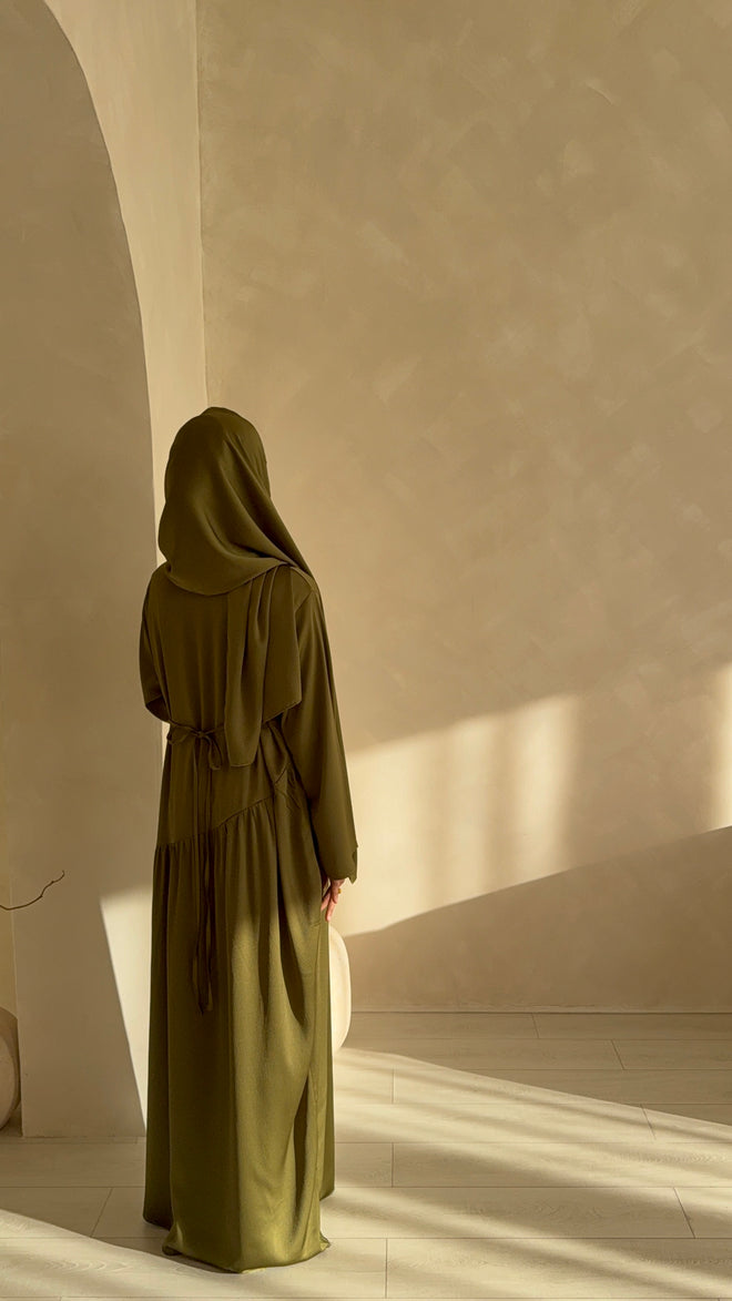 Sahara Satin dress Set: Olive