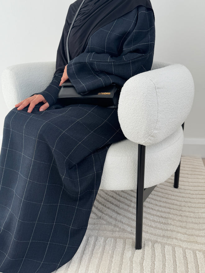 Navy Grid Abayah