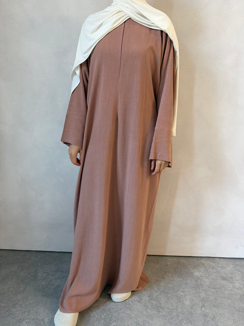 Dusty-pink Linen ZIP abayah
