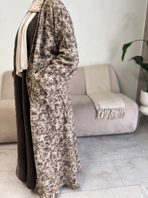 Beige-Truffle Wool abayah