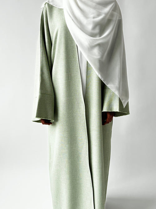 Mint Fringed open abayah
