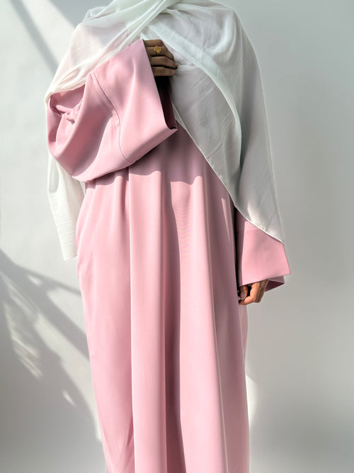Bubblegum Pink Zip abayah