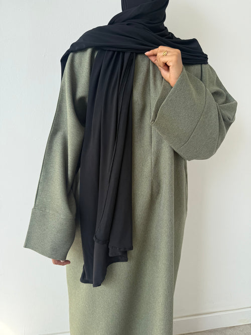 Khaki leaf ZIP abayah