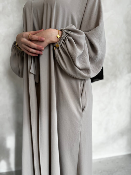 Taupe blossom open abayah