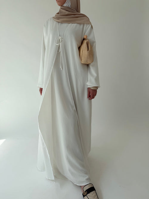 White Bow abayah Set