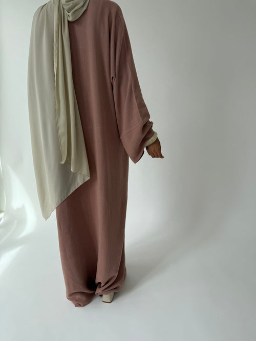 Dusty-pink Linen abayah