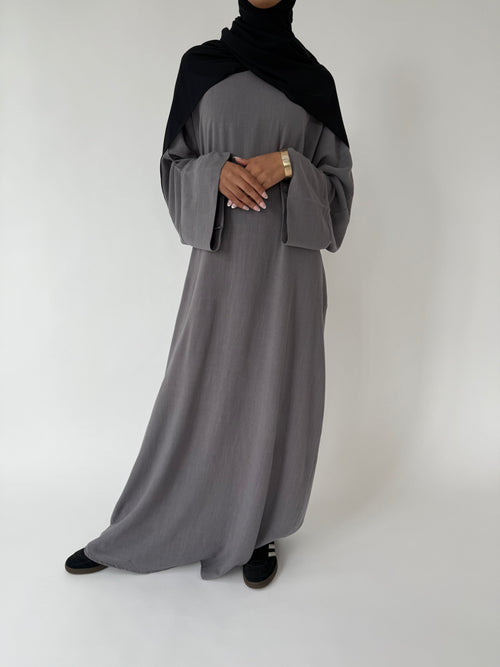 Shadow grey Linen abayah