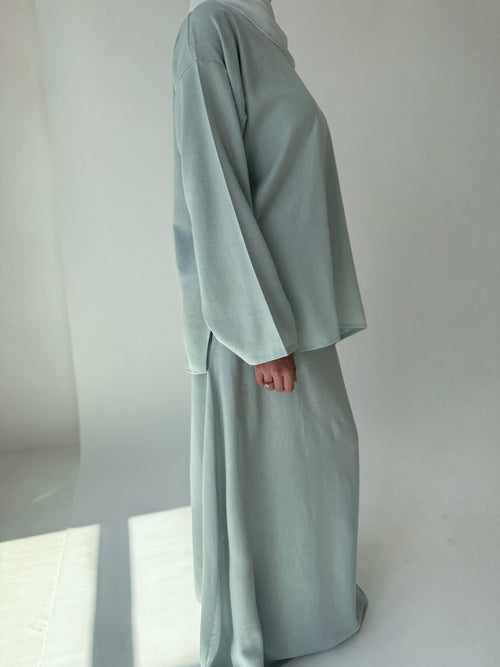 Baby Blue linen skirt set