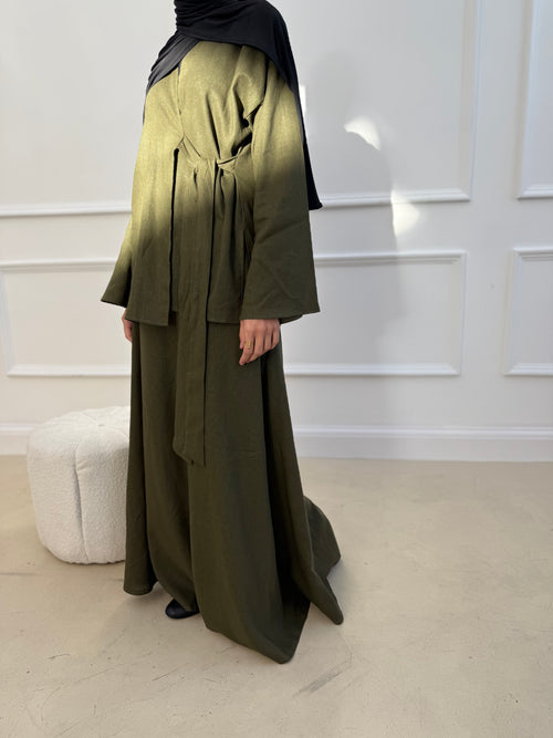 Khaki Linen Wrap Set