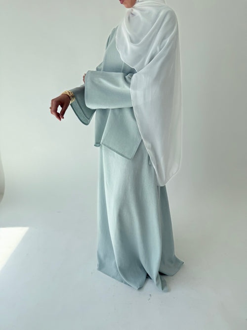 Baby Blue linen skirt set