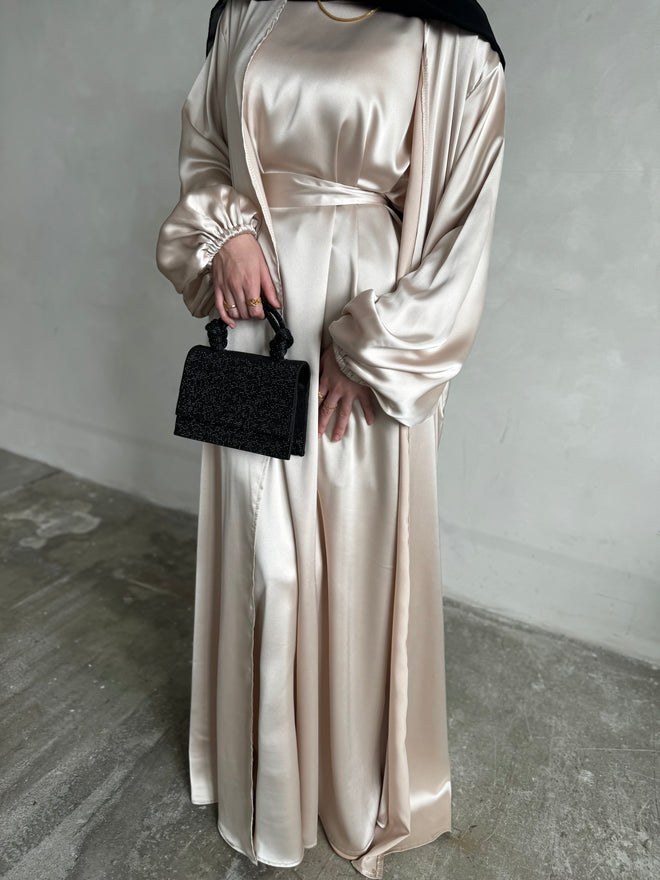 Pearl Satin balloon-sleeve Set