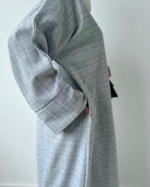 Blue printed ZIP Abayah