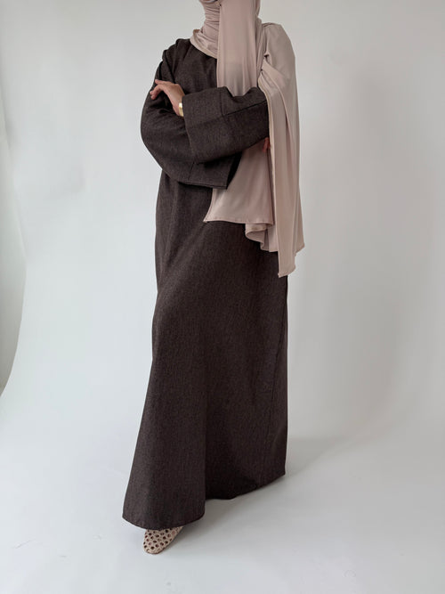 Pecan Herringbone ZIP abayah