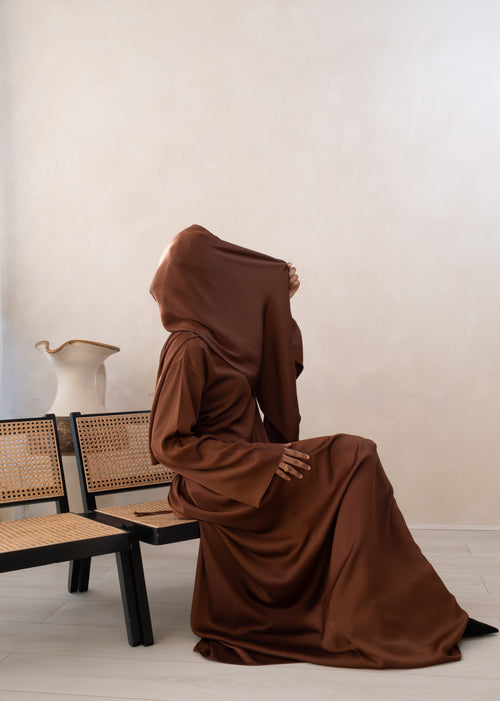 Sahara Satin dress Set: Chocolate