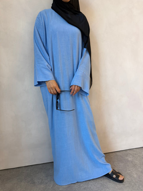 Blue Azure Linen abayah