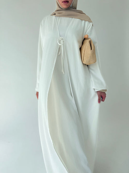White Bow abayah Set