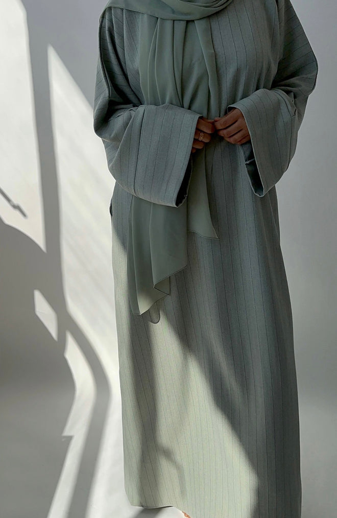 Sage Pinstripe abayah