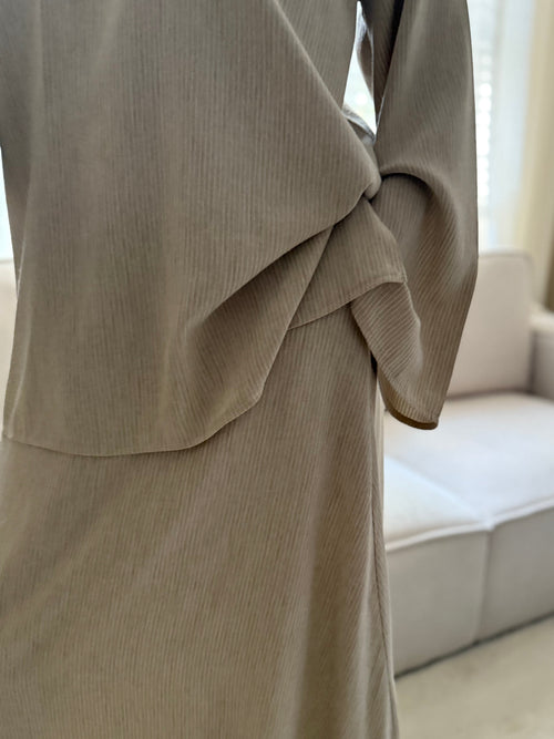 Beige Stripe linen co-ord Set