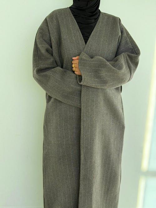 Green Stripe Wool Coat abayah