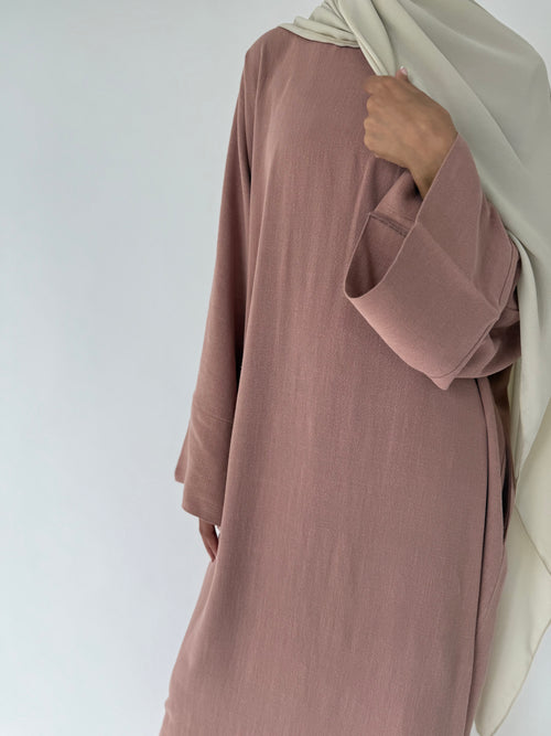 Dusty-pink Linen abayah