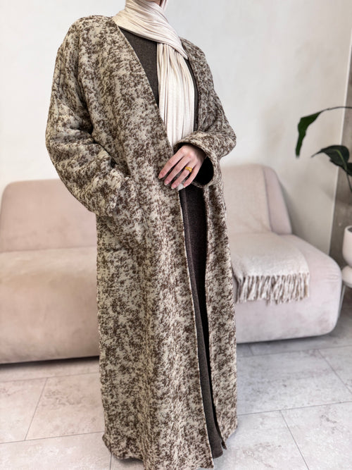 Beige-Truffle Wool abayah