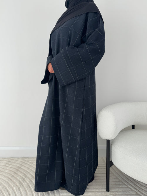Navy Grid Abayah